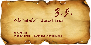 Zámbó Jusztina névjegykártya